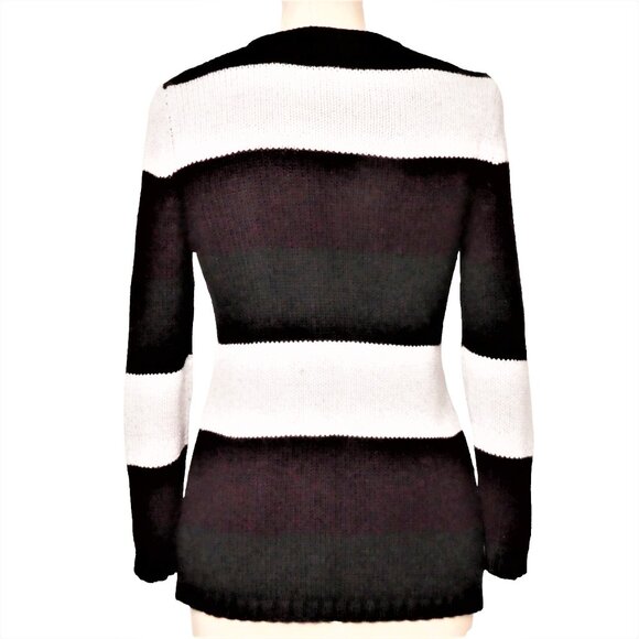 Juliane Multi Color Rugby Stripe Cotton Blend Cardigan S… - Picture 2 of 10